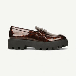 Franco Sarto Balin Lug Sole Penny Loafer Tortoise Brown Faux Leather 6.5